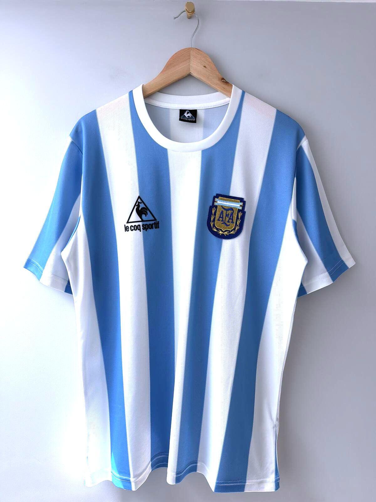 Mens Argentina 1986 Home Football Shirt Jersey Le Coq Sportif - XLarge - 3520
