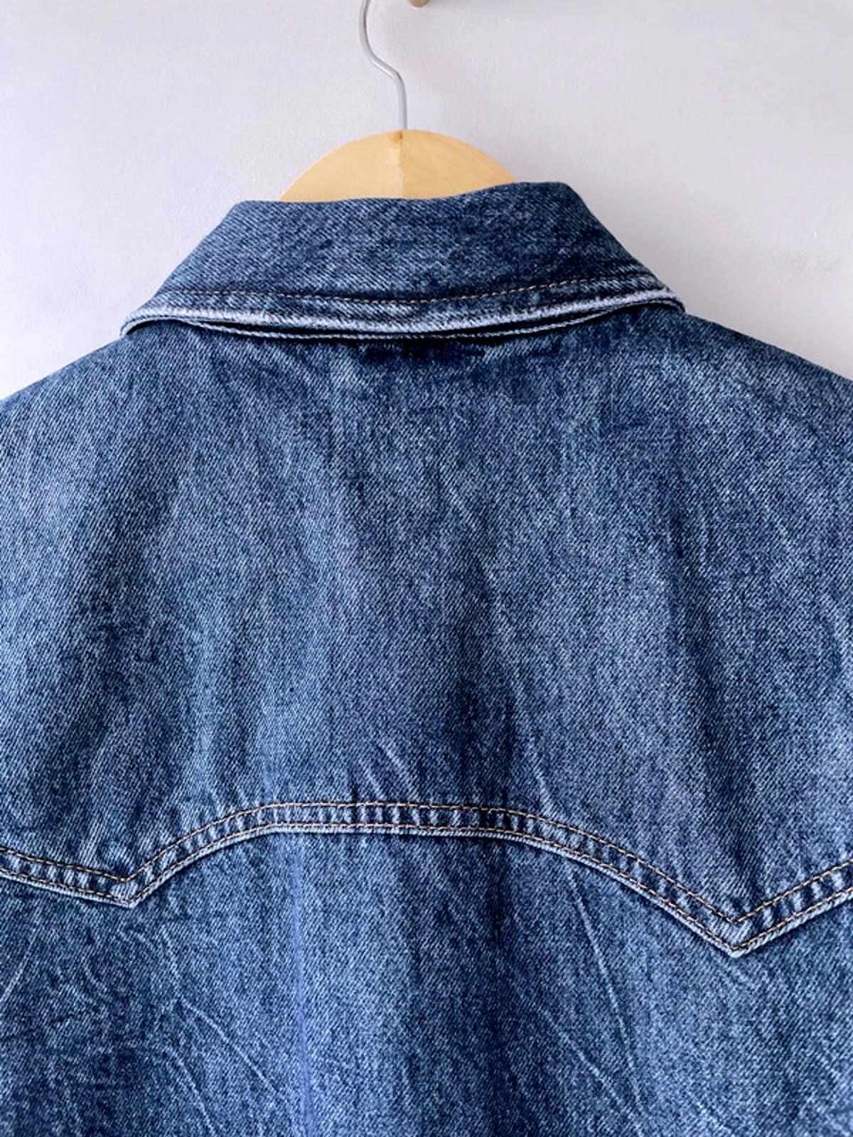 Women’s Tommy Hilfiger Embroidered Detail Denim Jacket In Navy - Small -2432