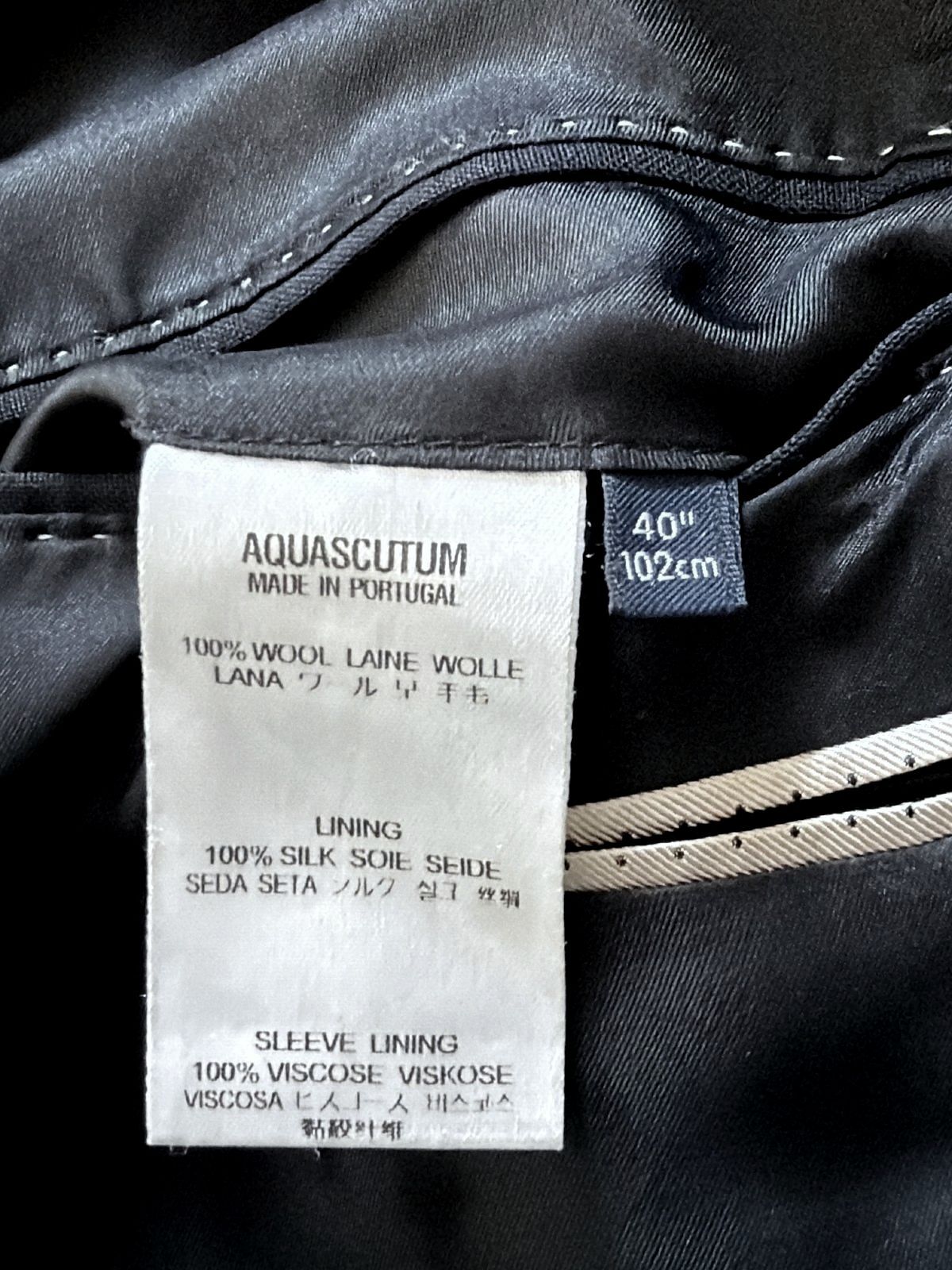 Men’s Aquascutum 100% Wool Suit with Silk Lining In Black - Medium - 3784