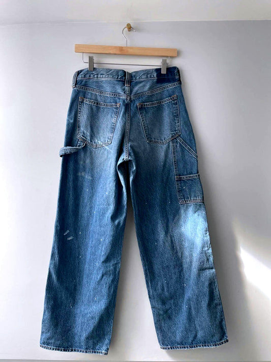 Women’s Abercrombie & Fitch Baggy Fit Cargo Jeans In Navy - W26/L30 - 2251