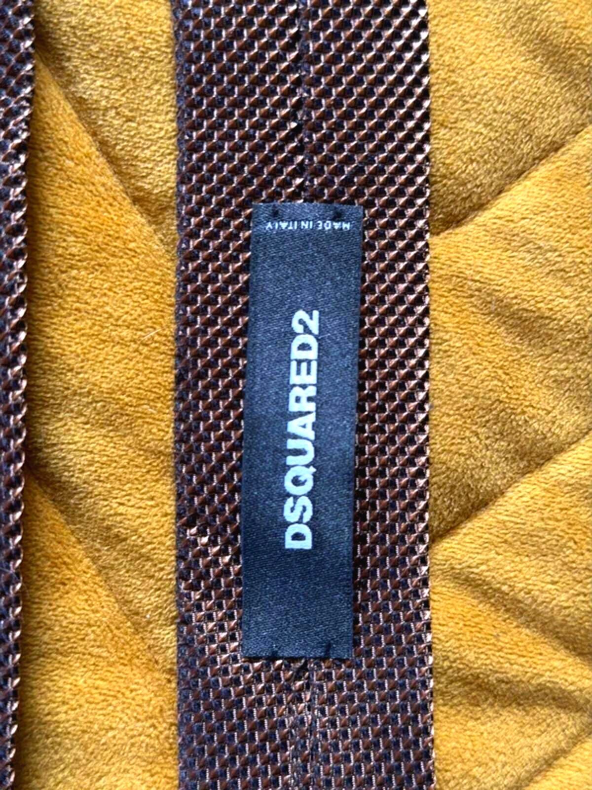 Dsquared2 Premium 100% Silk Tie Made In Italy In Brown - 3330