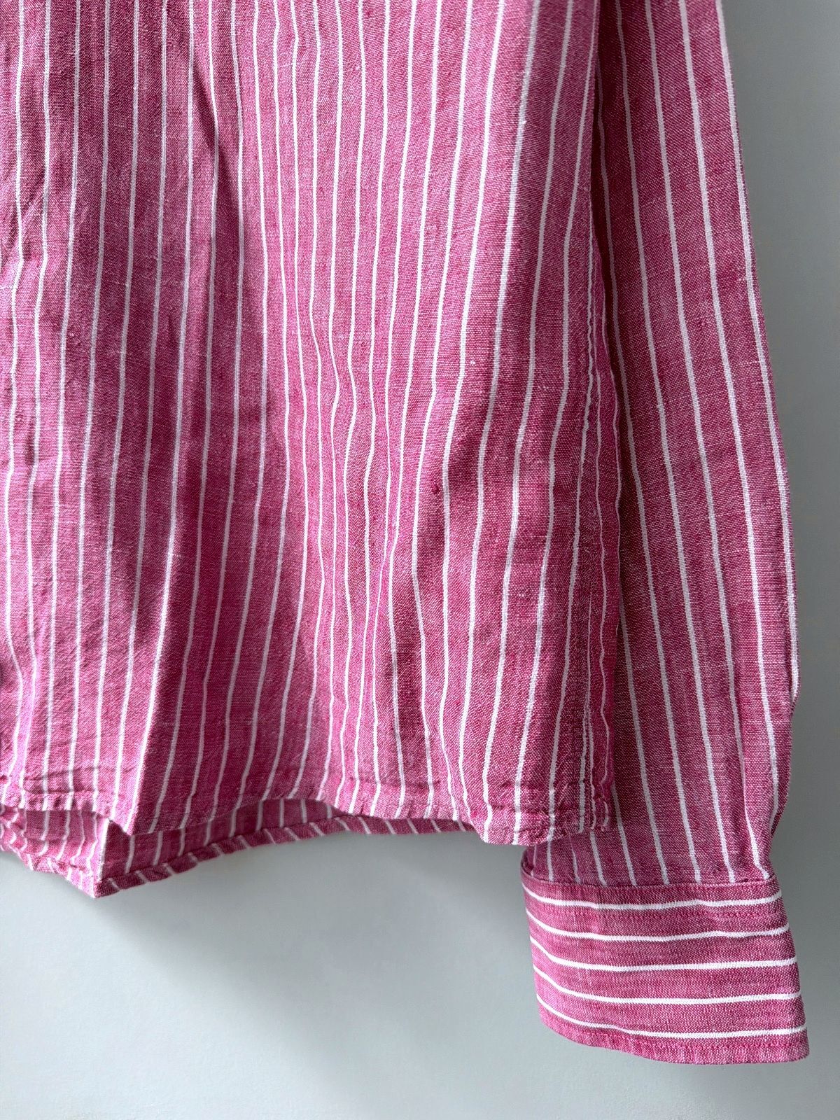 Men’s Wolsey Premium Striped 100% Linen Shirt In Pink - Large - 3780
