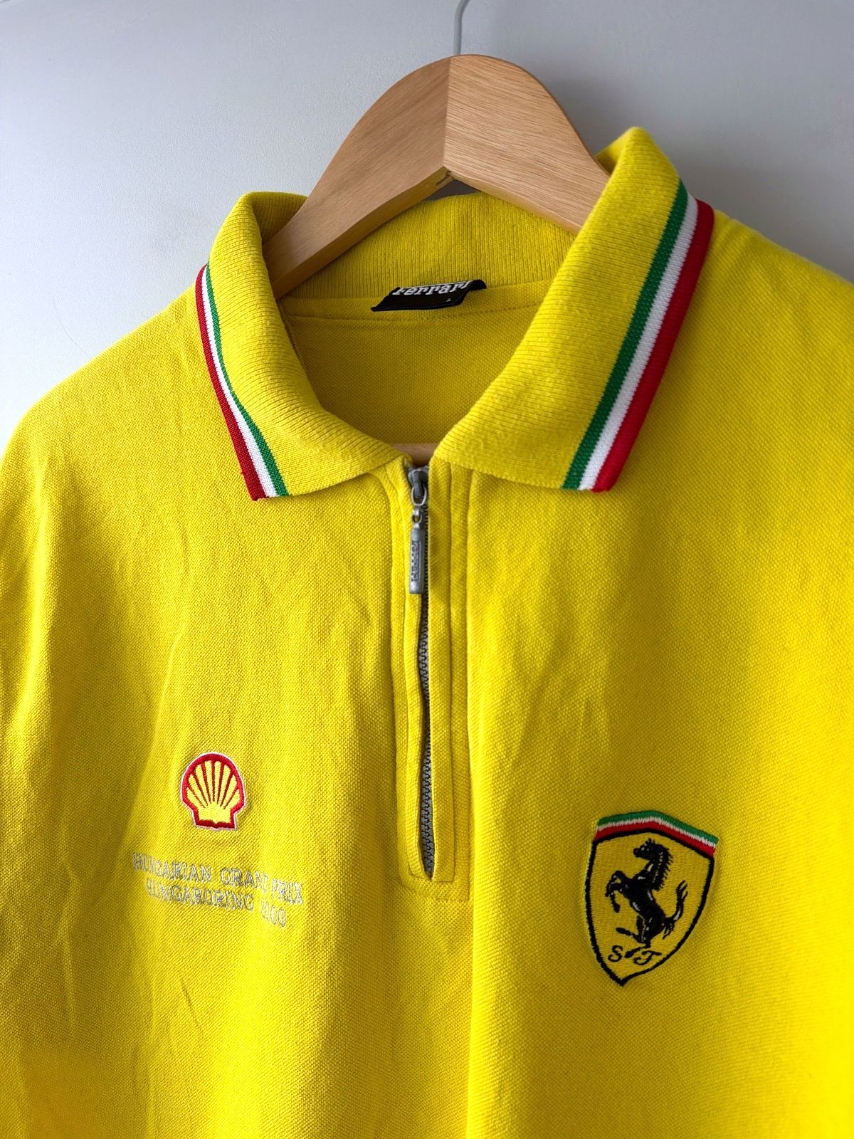 Men’s Vintage Ferrari Hungarian 2000 Grand Prix Polo In Yellow - Large - 3716