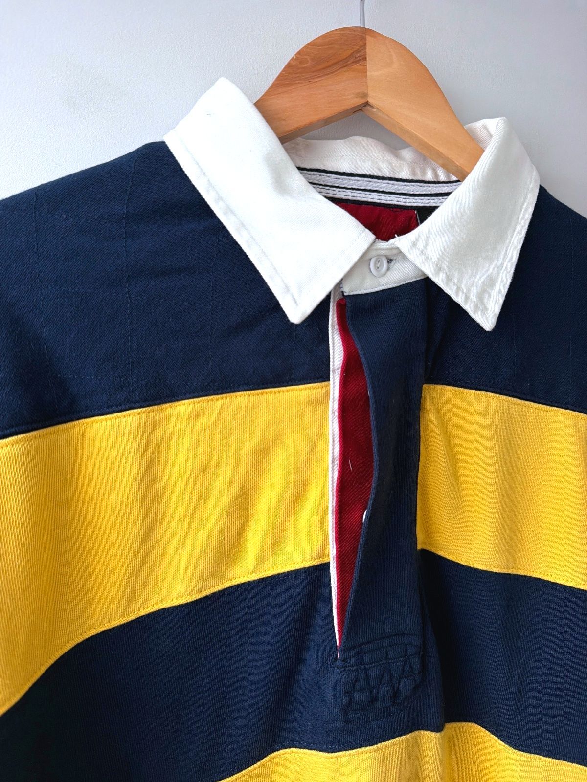 Men’s Roderick Charles London Striped Rugby Shirt In Navy/Yellow  - Large - 3737