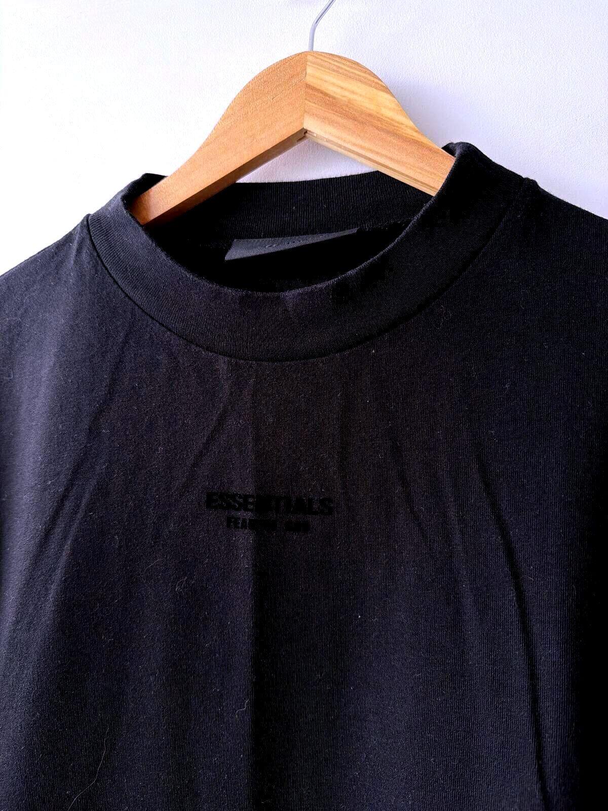 Mens Fear of God Essentials Black Oversized Fit Crew Neck T-Shirt - Large - 3515