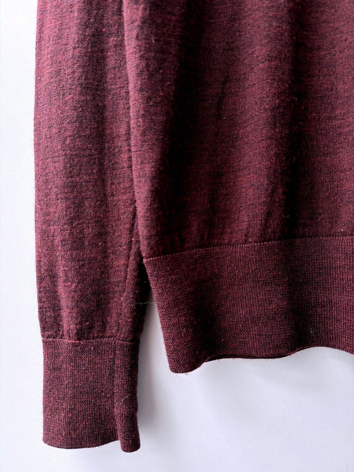 Mens AllSaints Slim Fit 100% Merino Wool Crewneck Jumper In Burg - Medium - 3508