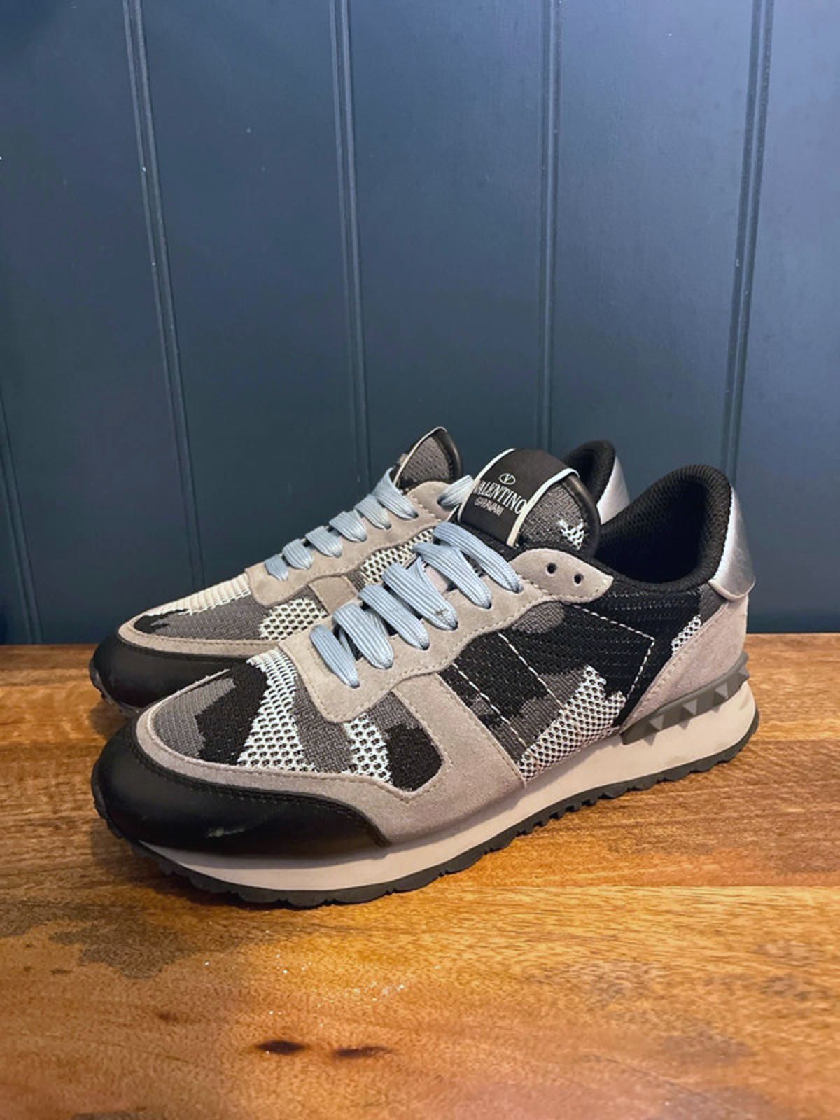 Women’s Valentino Garavani Camouflage Suede Trainers in Black/Grey - UK5 - 2656