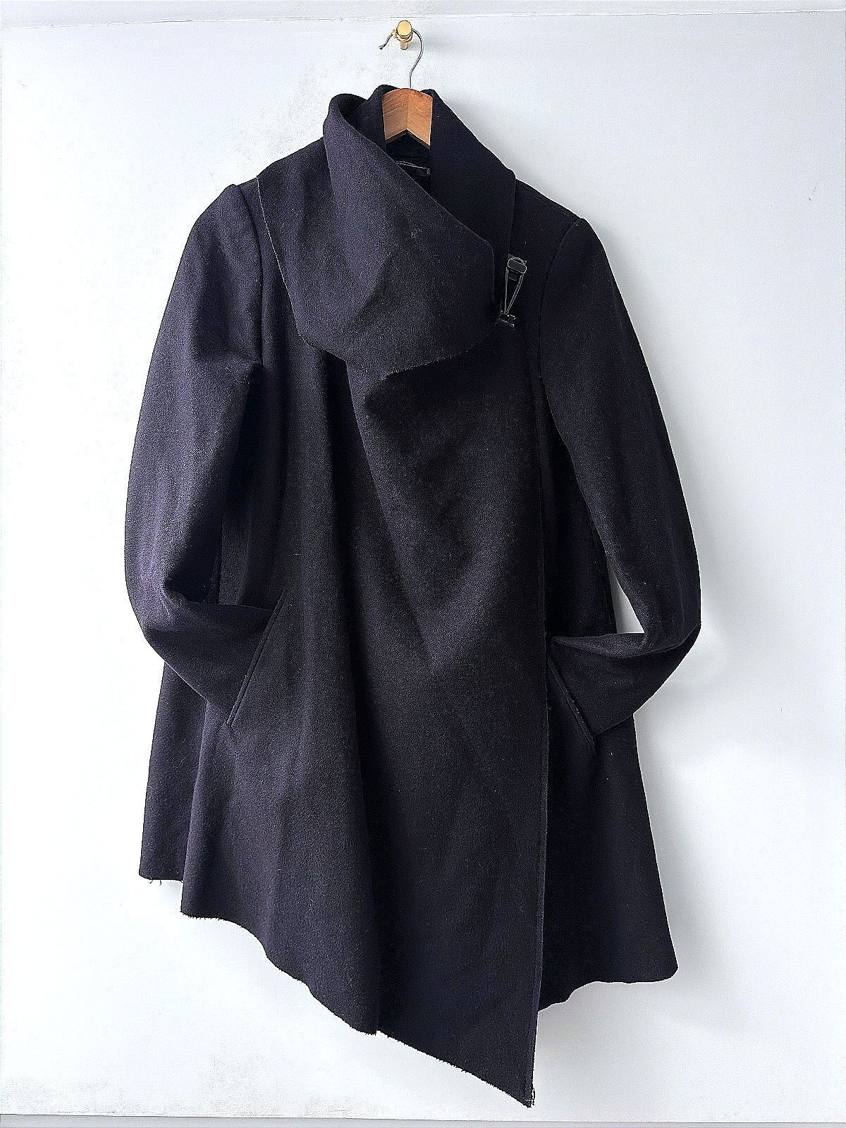 Women’s Allsaints Monument Eve Wool Coat with Metal Closure In Navy -Uk10 - 3725