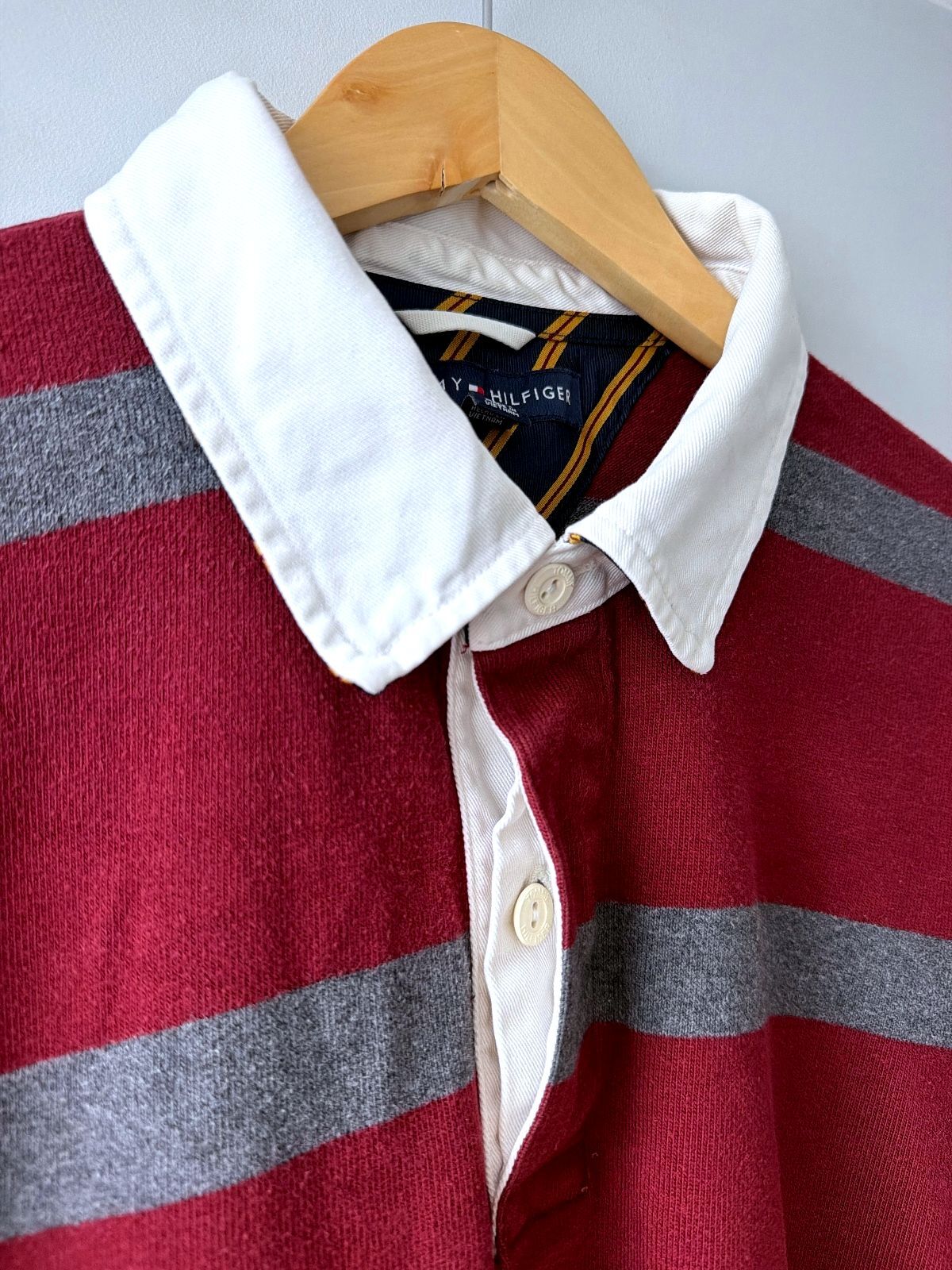 Men’s Tommy Hilfiger Classic Rugby Shirt Top In Burgundy - XLarge - 3670