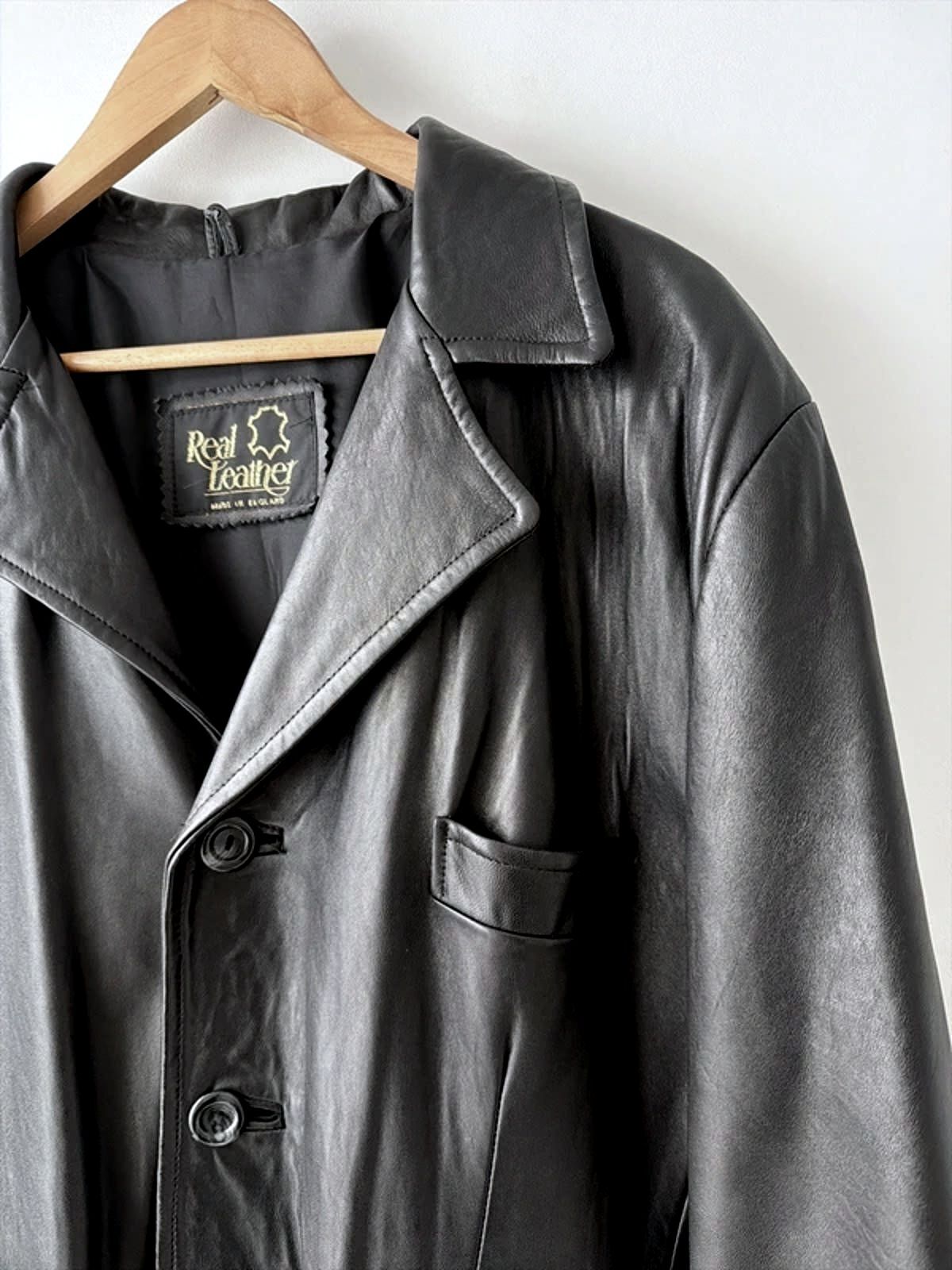 Men's Premium Leather Made In England Jacket Coat In Black  - XLarge - 3307