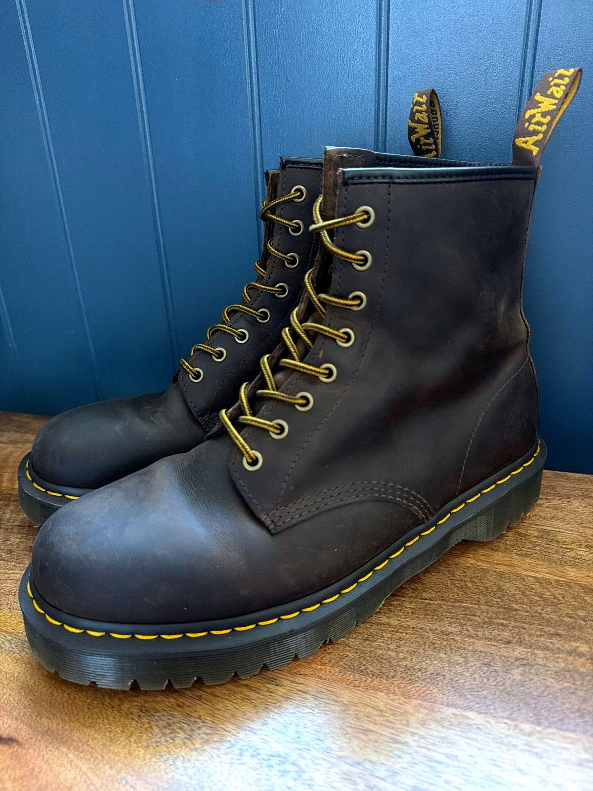 Men’s Dr. Martens 1460 Wax Commander Pull Up Leather Boots In Brown - Uk12 -3820