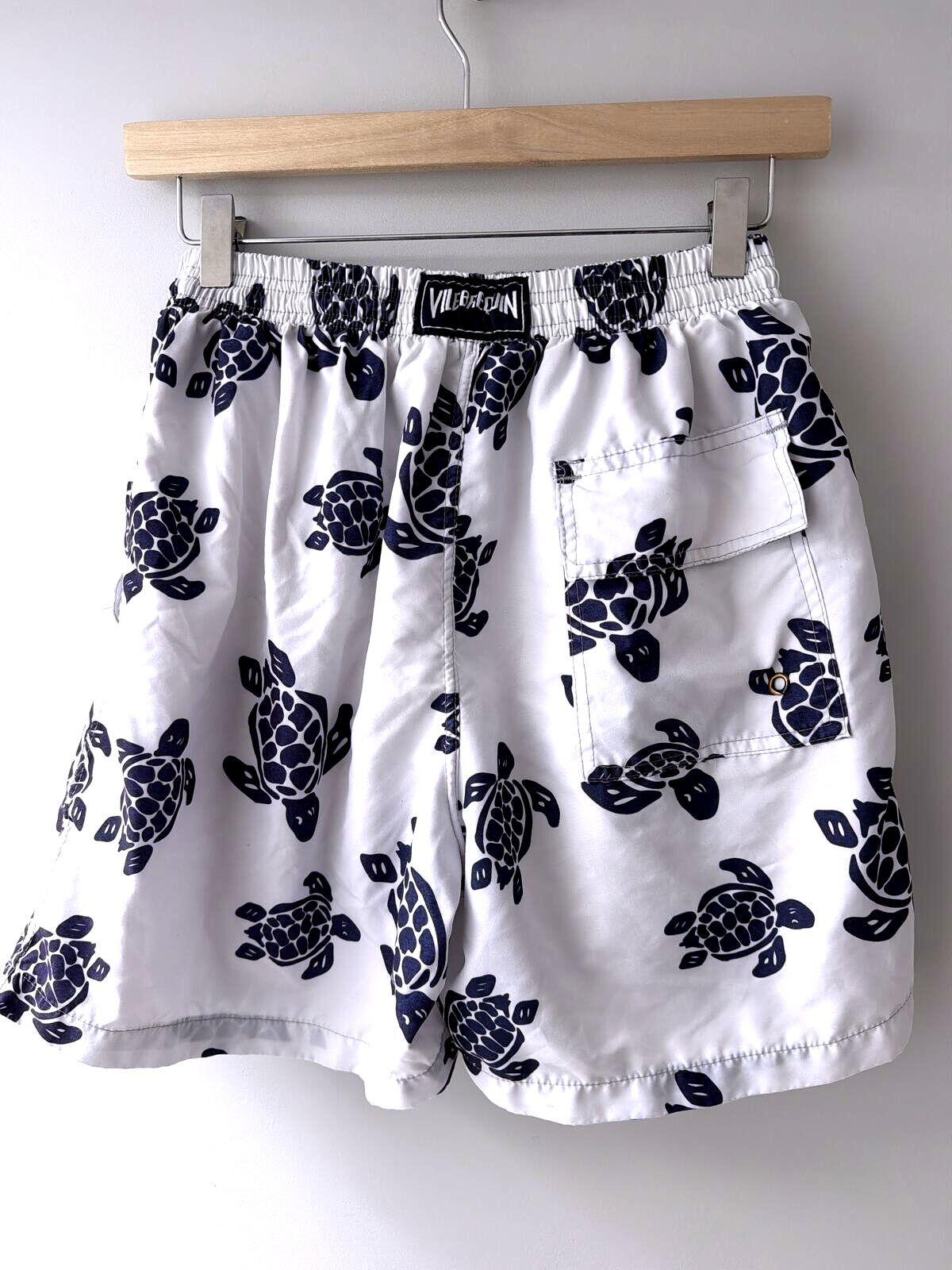 Mens Vilebrequin Turtle Print Swim Shorts with Navy and White  - XLarge - 3518