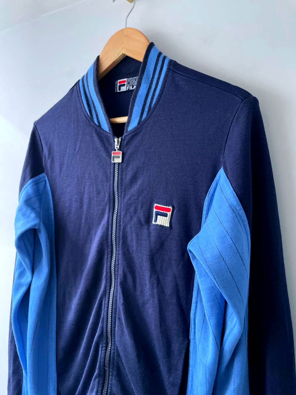 Men’s Fila White Line Settanta Vintage Bomber Track Jacket in Navy - Medium-2590