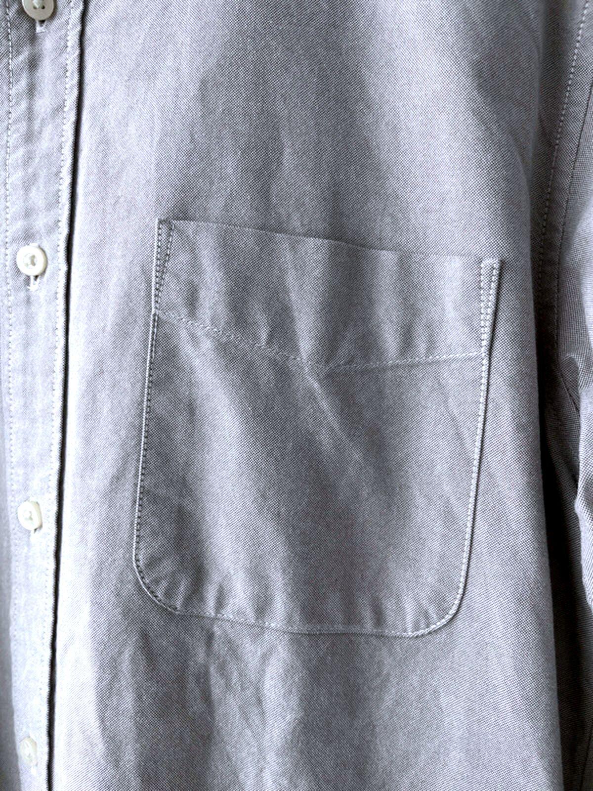 Men’s Uniqlo Slim Fit Long Sleeve Oxford Chambray Shirt In Grey - Medium - 1549