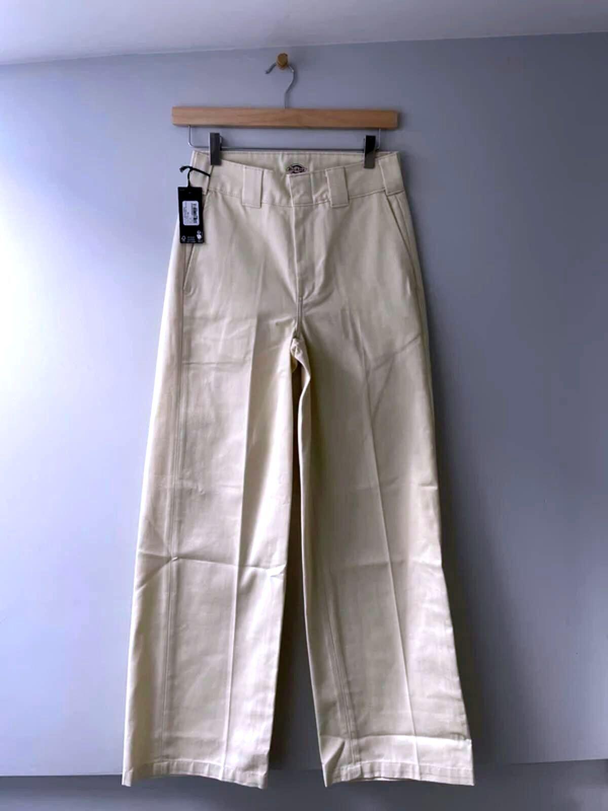 Women’s Dickies Wide Leg Trousers Chino In Cream - W24/L32 - 3006