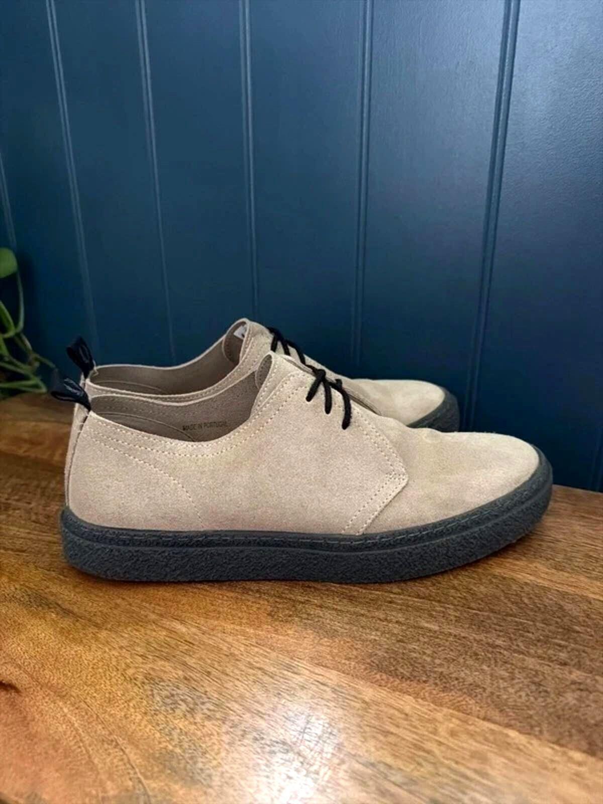 Women’s Fred Perry Linden Lace Up Suede Shoes Trainers In Beige - Uk7 - 3389