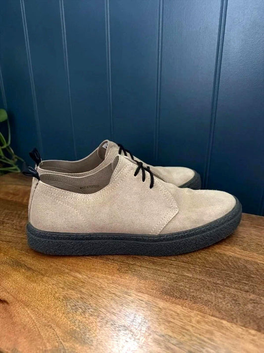 Women’s Fred Perry Linden Lace Up Suede Shoes Trainers In Beige - Uk7 - 3389