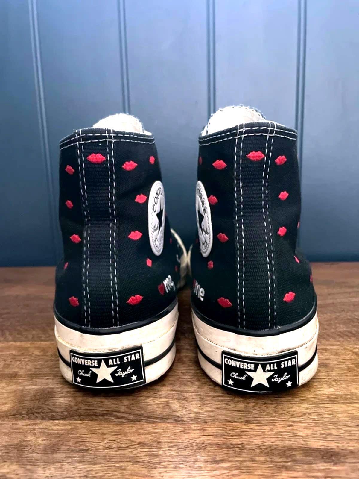 Women’s Converse Chuck 70 High Embroidered Lips Trainers In Black - UK7 - 2953