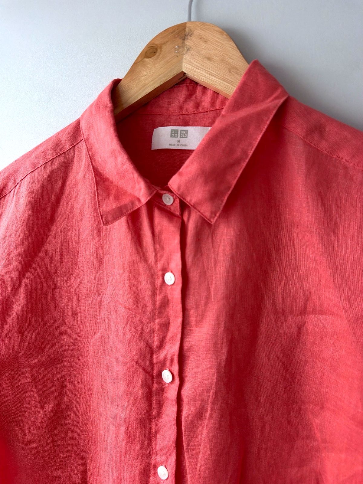 Women’s Uniqlo Premium 100% Linen Shirt In Pink - Medium - 3735