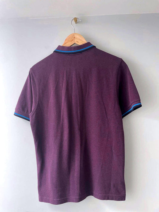 Men’s Fred Perry Slim Fit Short Sleeve Polo Top In Purple - Medium - 1797