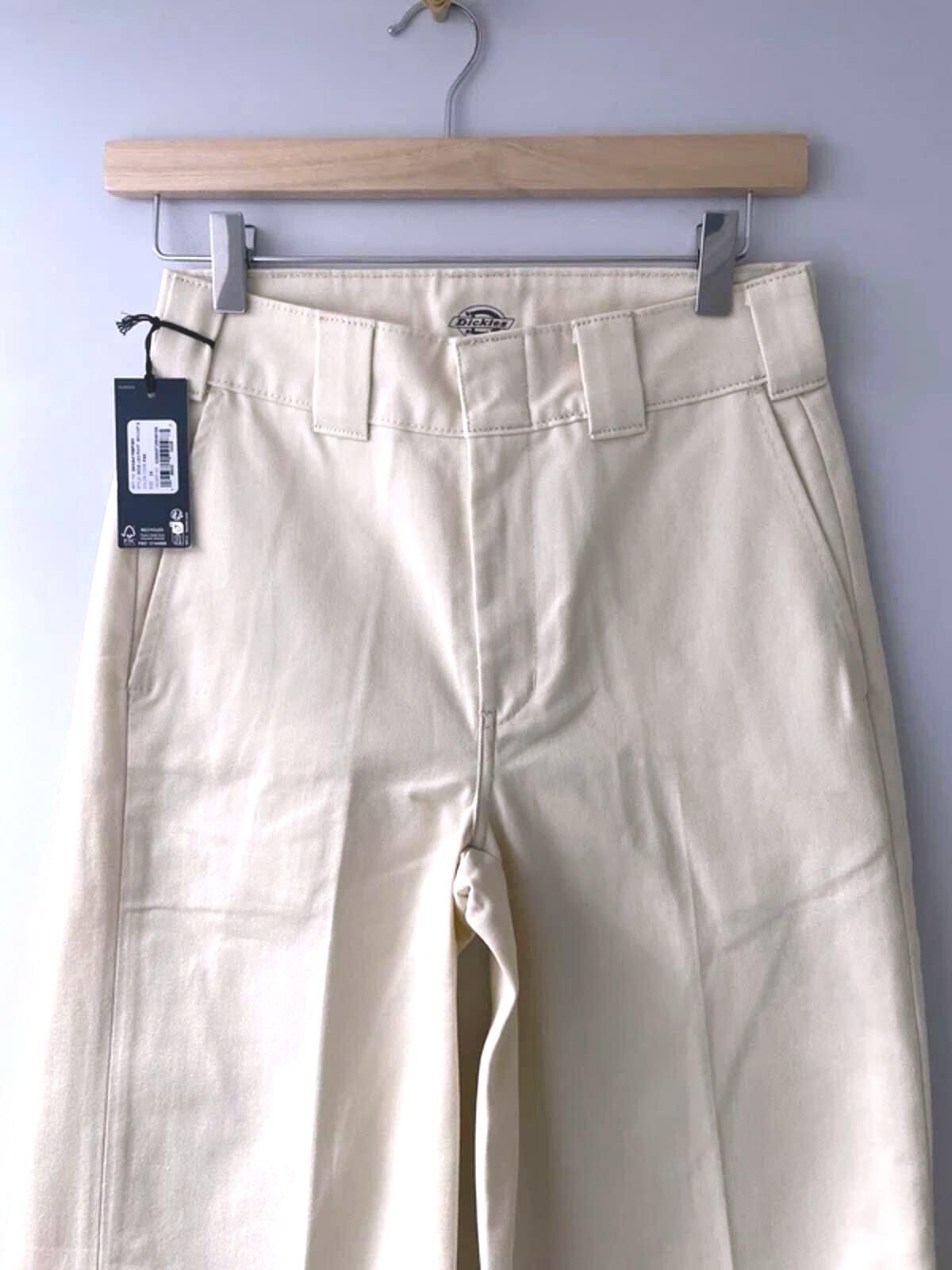 Women’s Dickies Wide Leg Chino Trousers In Cream - W24/L32 - 3006
