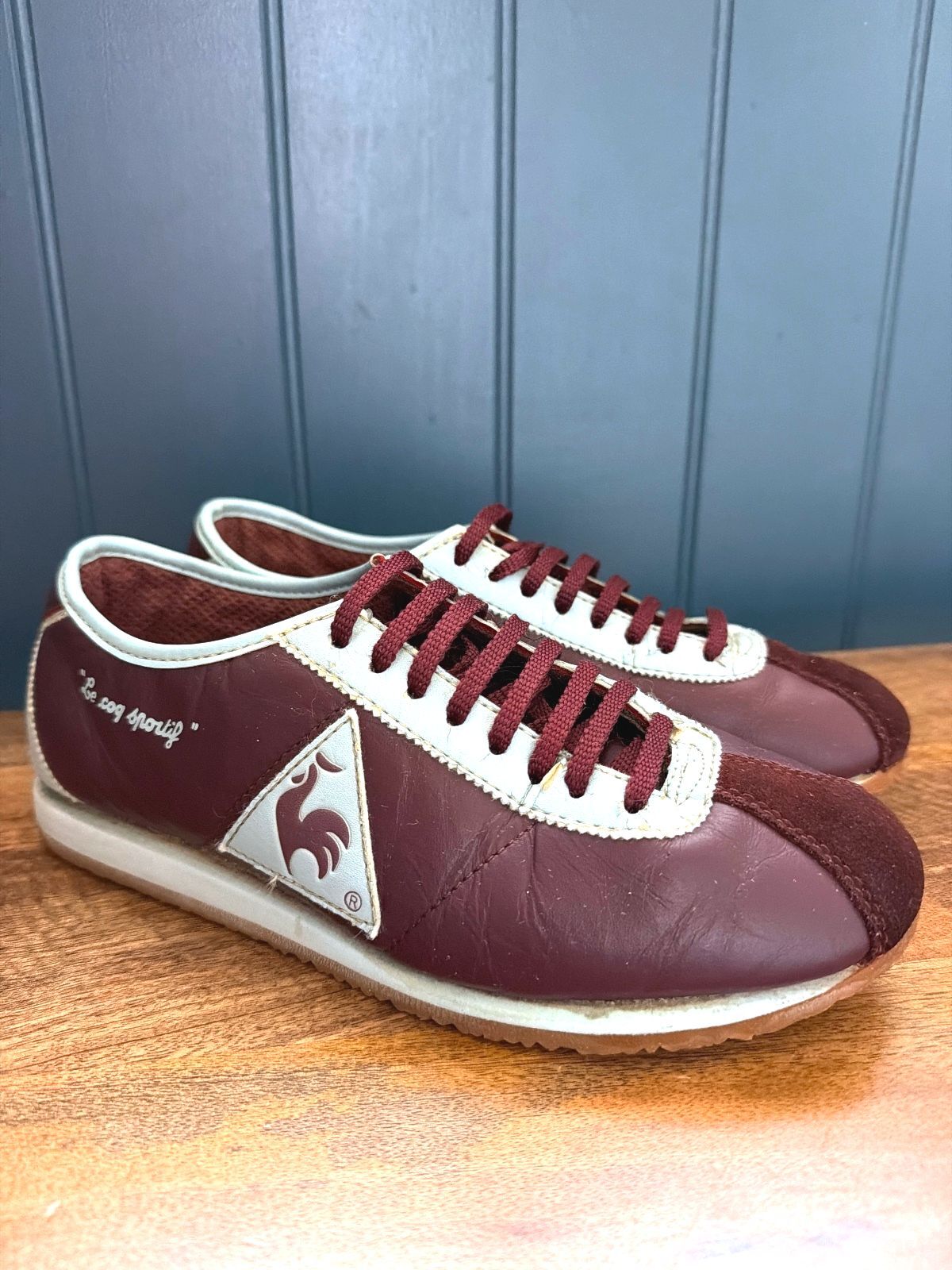 Womens Le Coq Sportif Vintage Retro Leather Trainers In Burgundy - Uk6 - 3614