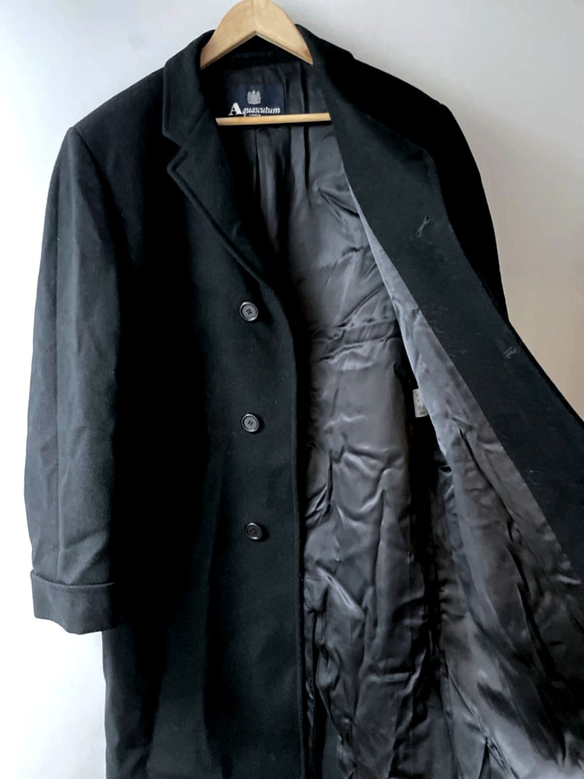 Men’s Aquascutim 100% Wool Single Breasted Trench Coat In Black - Large - 2578