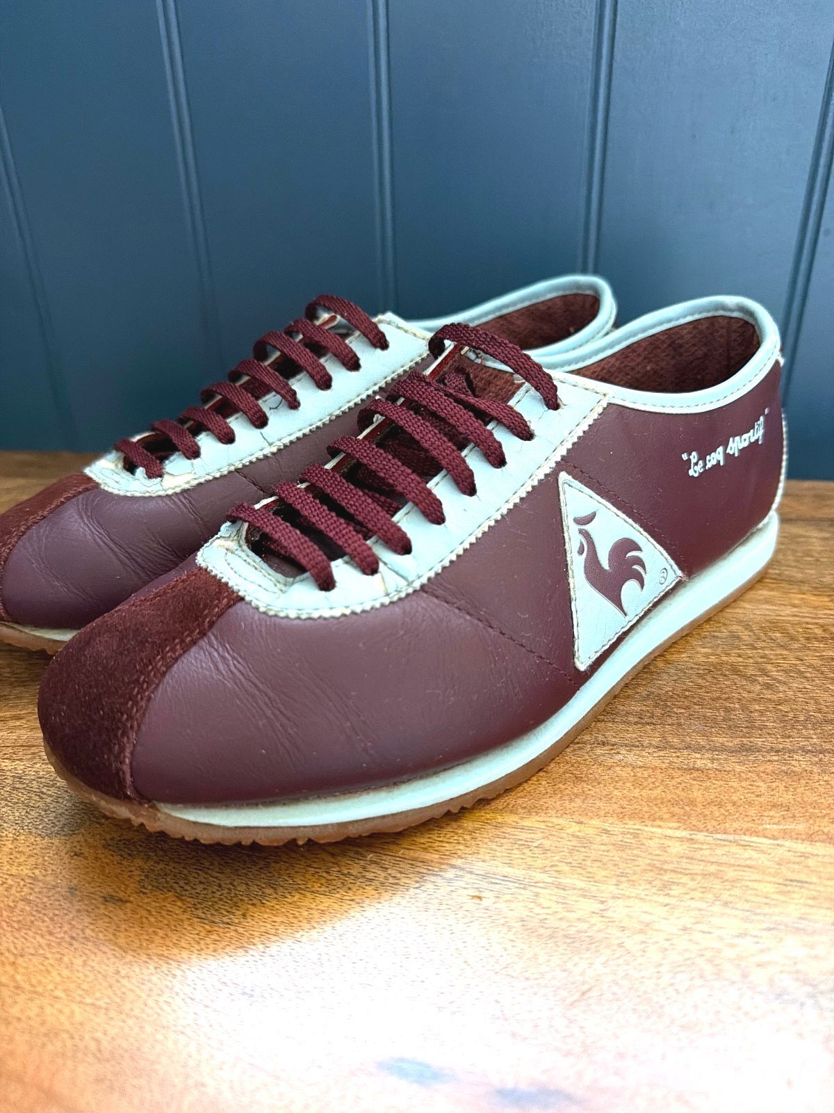 Womens Le Coq Sportif Vintage Retro Leather Trainers In Burgundy - Uk6 - 3614