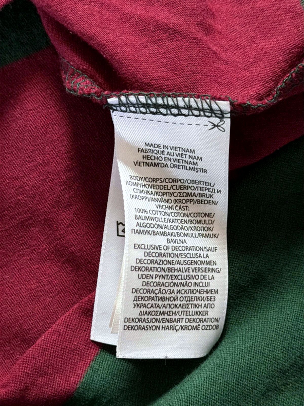 Men’s Ralph Lauren Stripped Hooded Rugby Top In Burgundy/Green - Medium - 2682