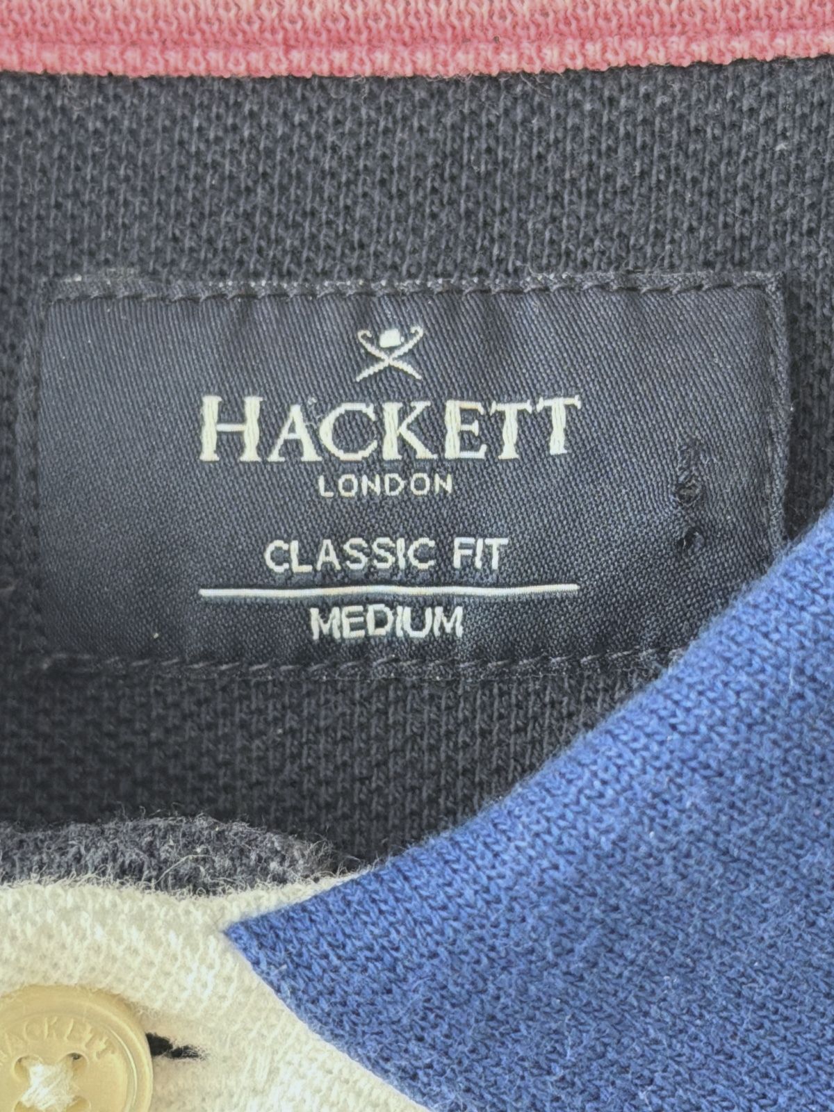 Men’s Hackett London Classic Fit Polo Shirt In White And Navy - Medium - 3628