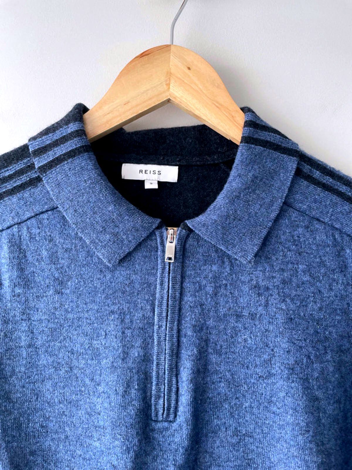 Men’s Reiss Wool Blend Knitted Long Sleeve Polo Top In Navy - Small - 1578