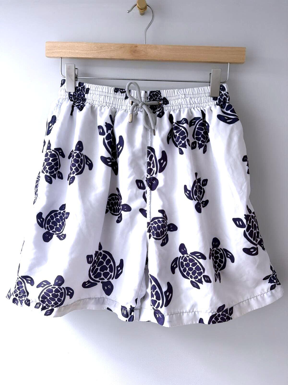 Mens Vilebrequin Turtle Print Swim Shorts with Navy and White  - XLarge - 3518