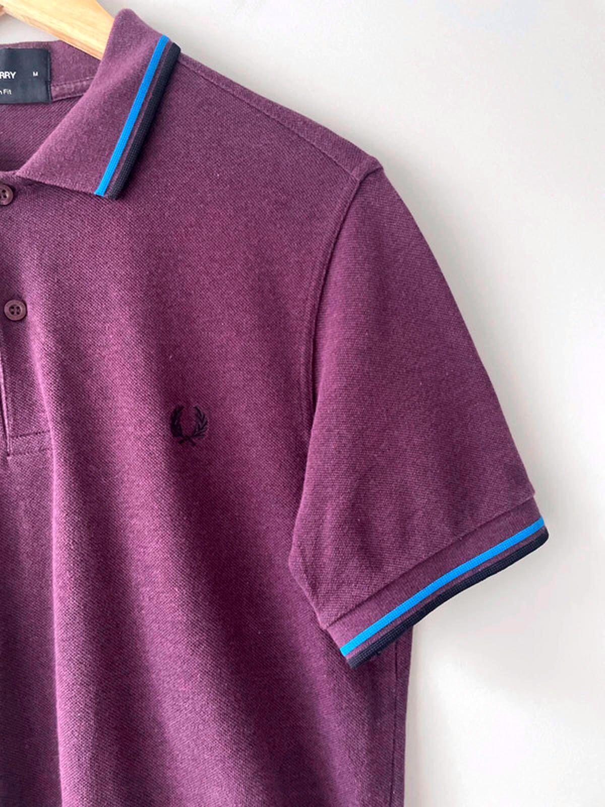 Men’s Fred Perry Slim Fit Short Sleeve Polo Top In Purple - Medium - 1797