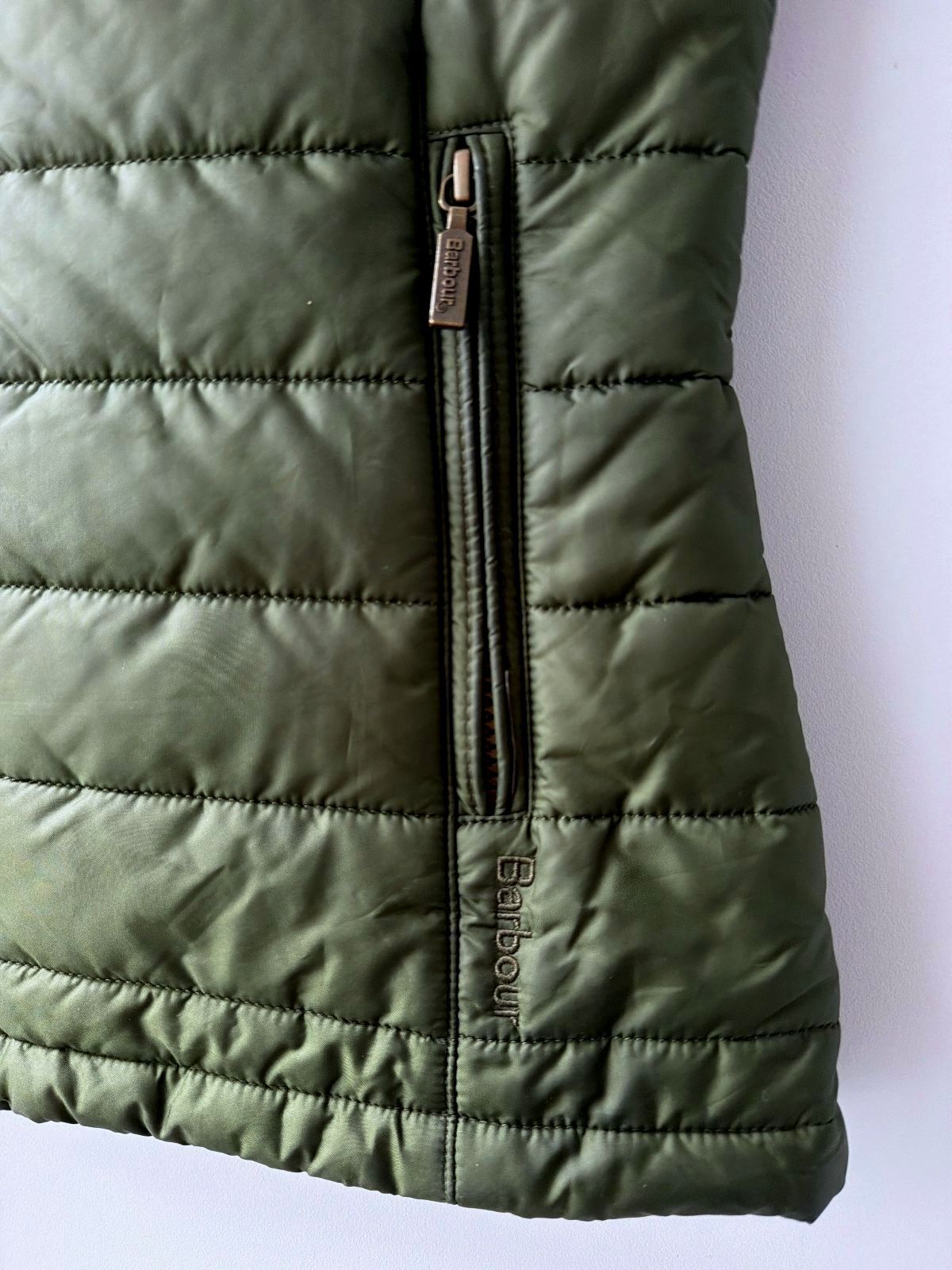 Women’s Barbour Dovecote Padded Quilted Gilet Vest In Khaki - Uk8 - 3699