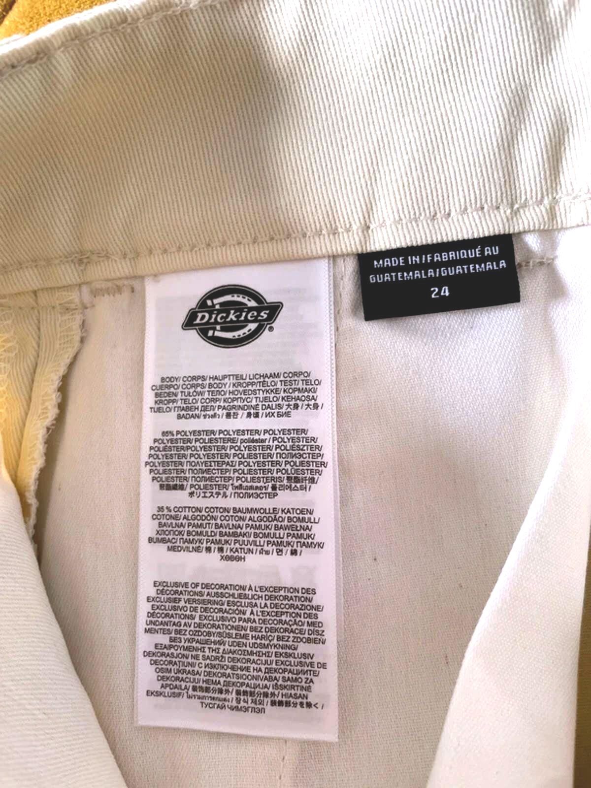Women’s Dickies Wide Leg Chino Trousers In Cream - W24/L32 - 3006