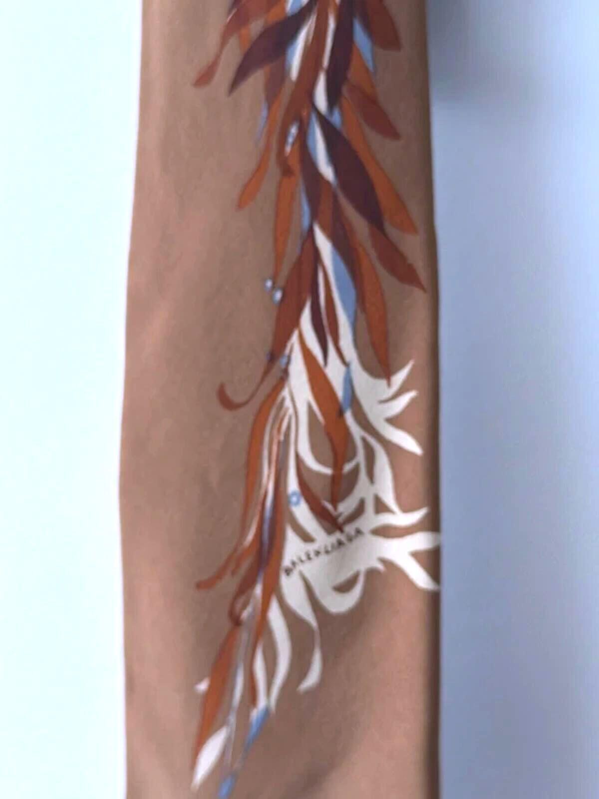 Balenciaga Vintage Rare Printed Silk Tie Made In Italy In Brown - 3329
