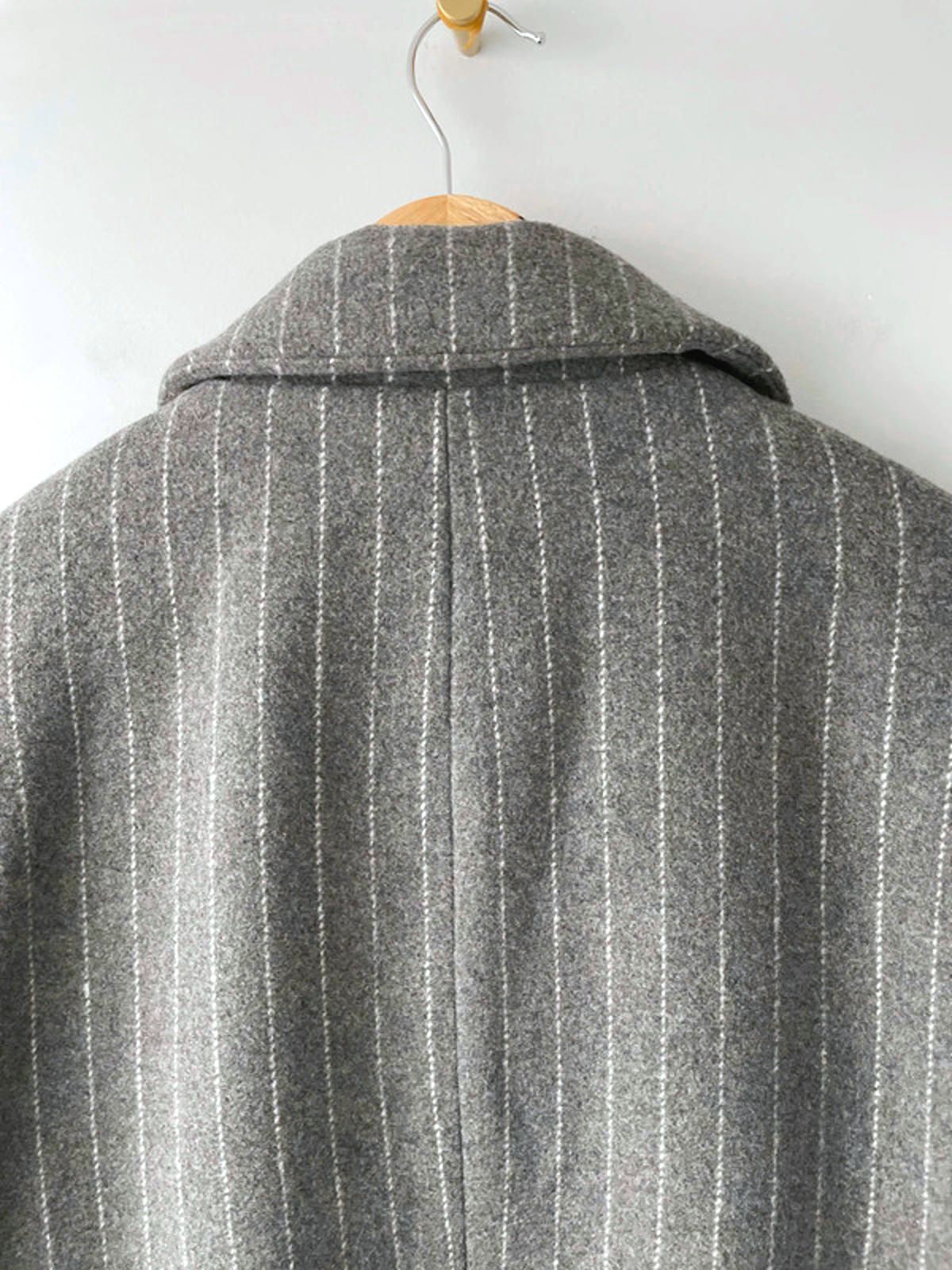 Women’s JDY Pine stripe 100% Wool Oversized Blazer Jacket In Grey - Small - 2331
