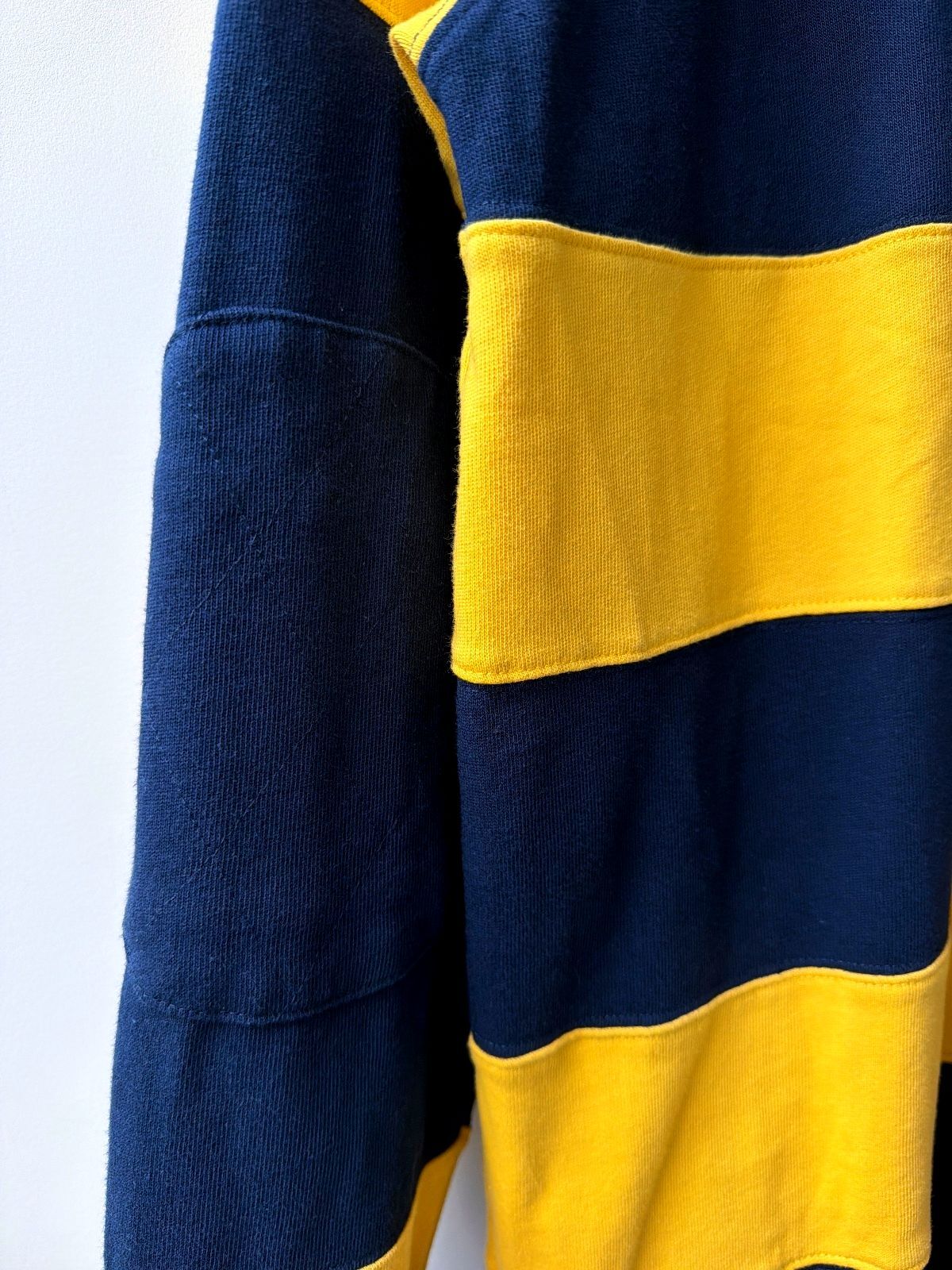 Men’s Roderick Charles London Striped Rugby Shirt In Navy/Yellow  - Large - 3737