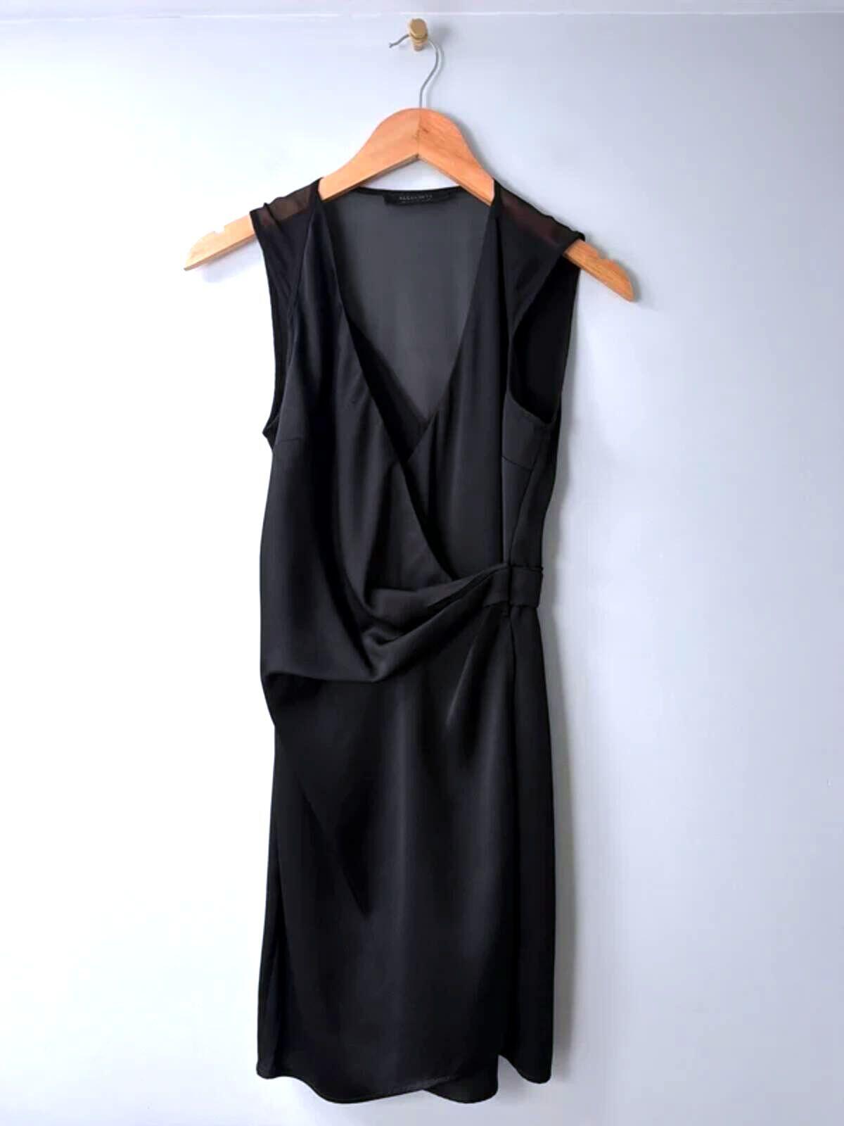 Women’s Allsaints Anika Premium Wrap Dress In Black - Uk8 - 3555