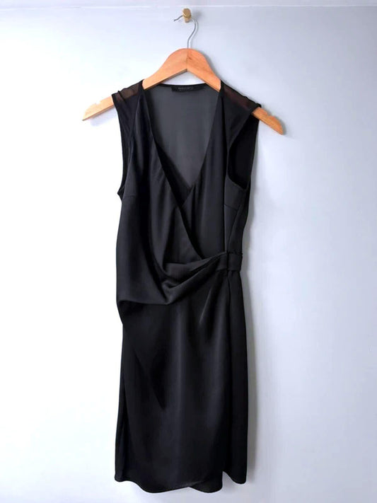 Women’s Allsaints Anika Premium Wrap Dress In Black - Uk8 - 3555
