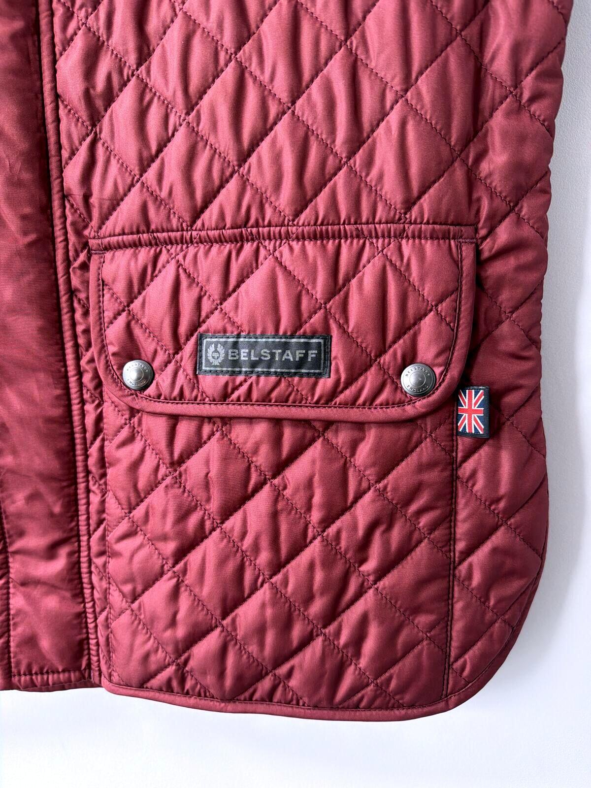 Mens Belstaff Quilted Sleeveless Gilet Vest in Burgundy - Large - 3529