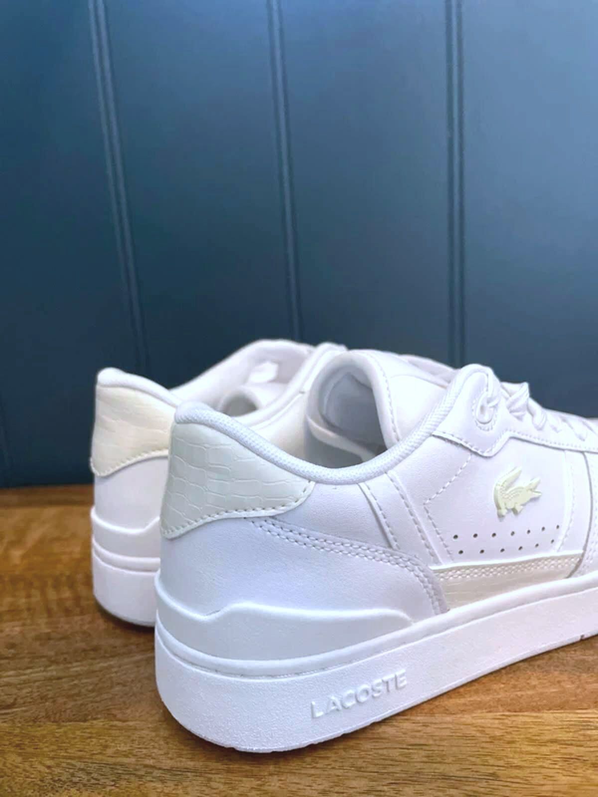 Women’s Lacoste T-Clip Premium Leather Trainers in White - UK4 - 3097