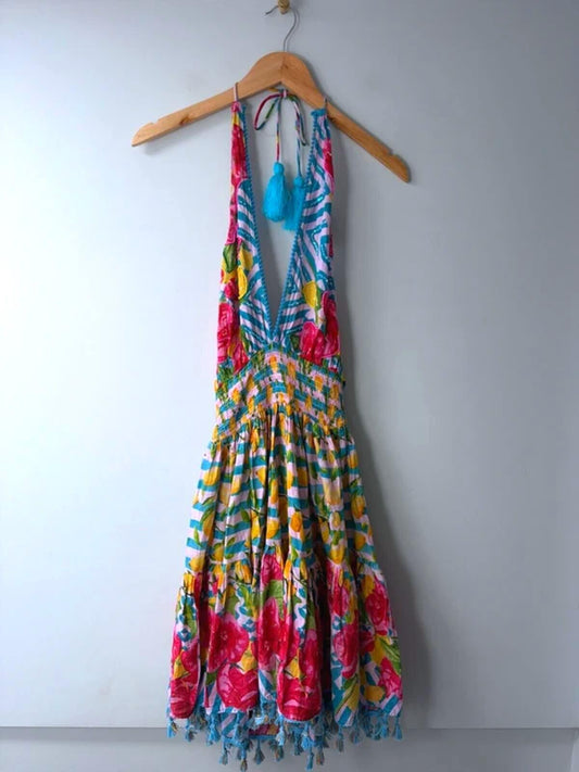 Women’s Antica Sartoria Printed Backless Dress - Uk8-10 - 3552