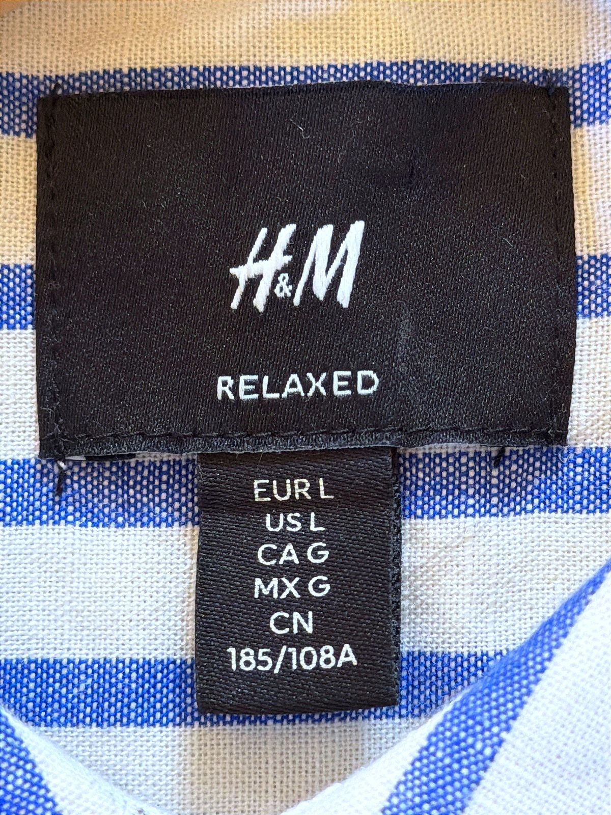 Men’s H&M Boxy Oversized Fit Striped Linen Shirt In Blue - Large - 3640