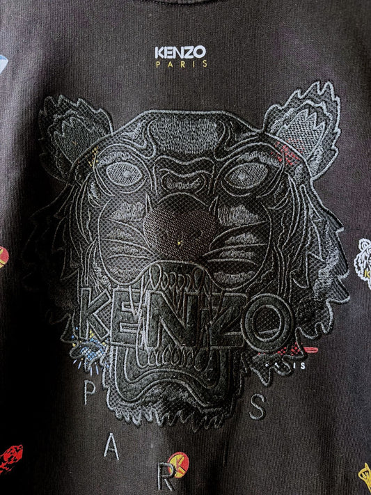 Men’s Kenzo Black Embroidered Tiger Logo Sweatshirt - XXLarge - 3575