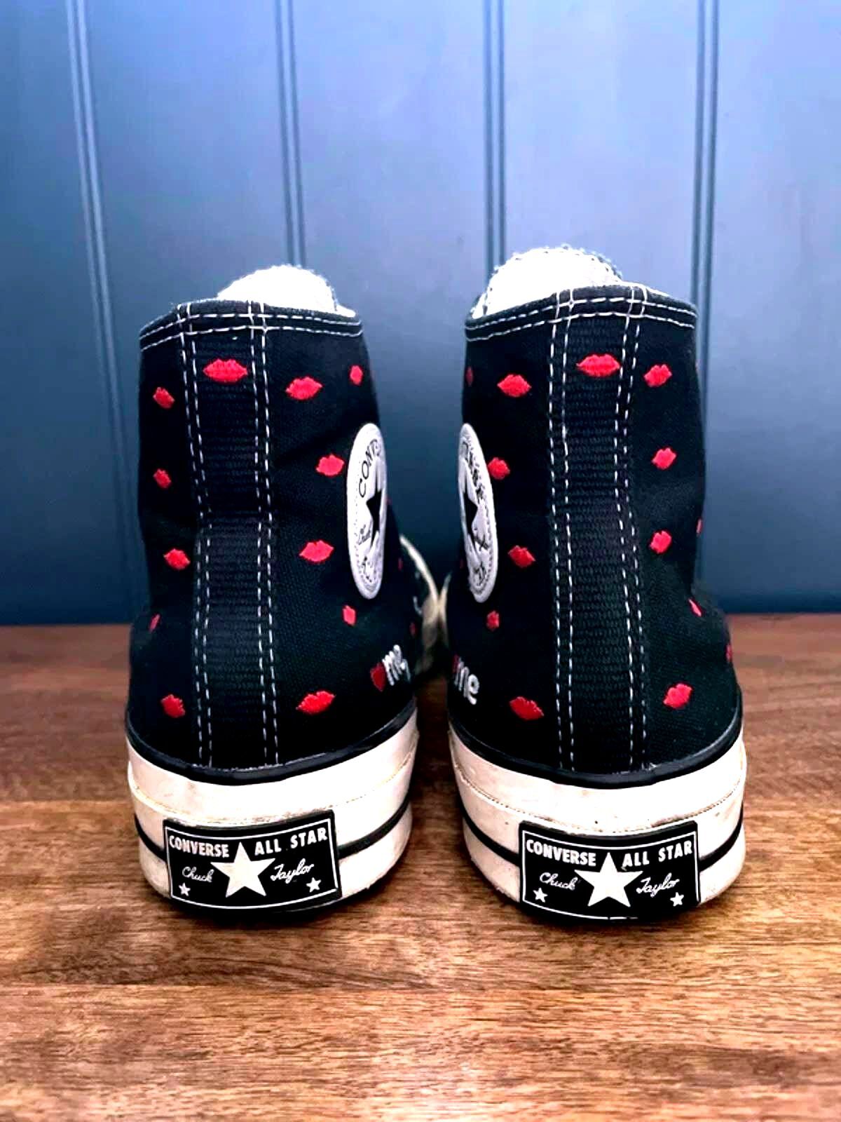 Women’s Converse Chuck 70 High Embroidered Lips Trainers In Black - UK7 - 2953