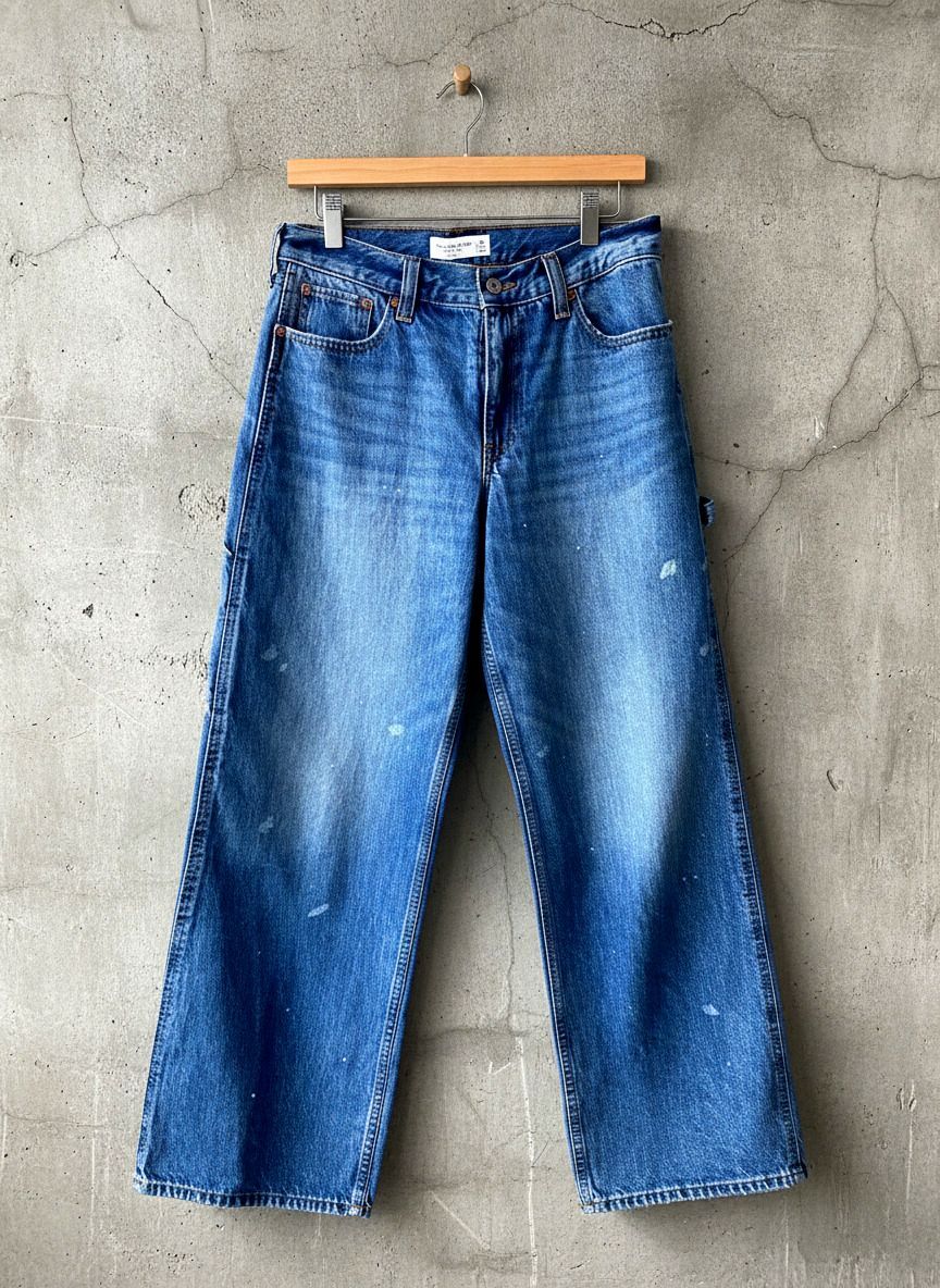Women’s Abercrombie & Fitch Baggy Fit Cargo Jeans In Navy - W26/L30 - 2251