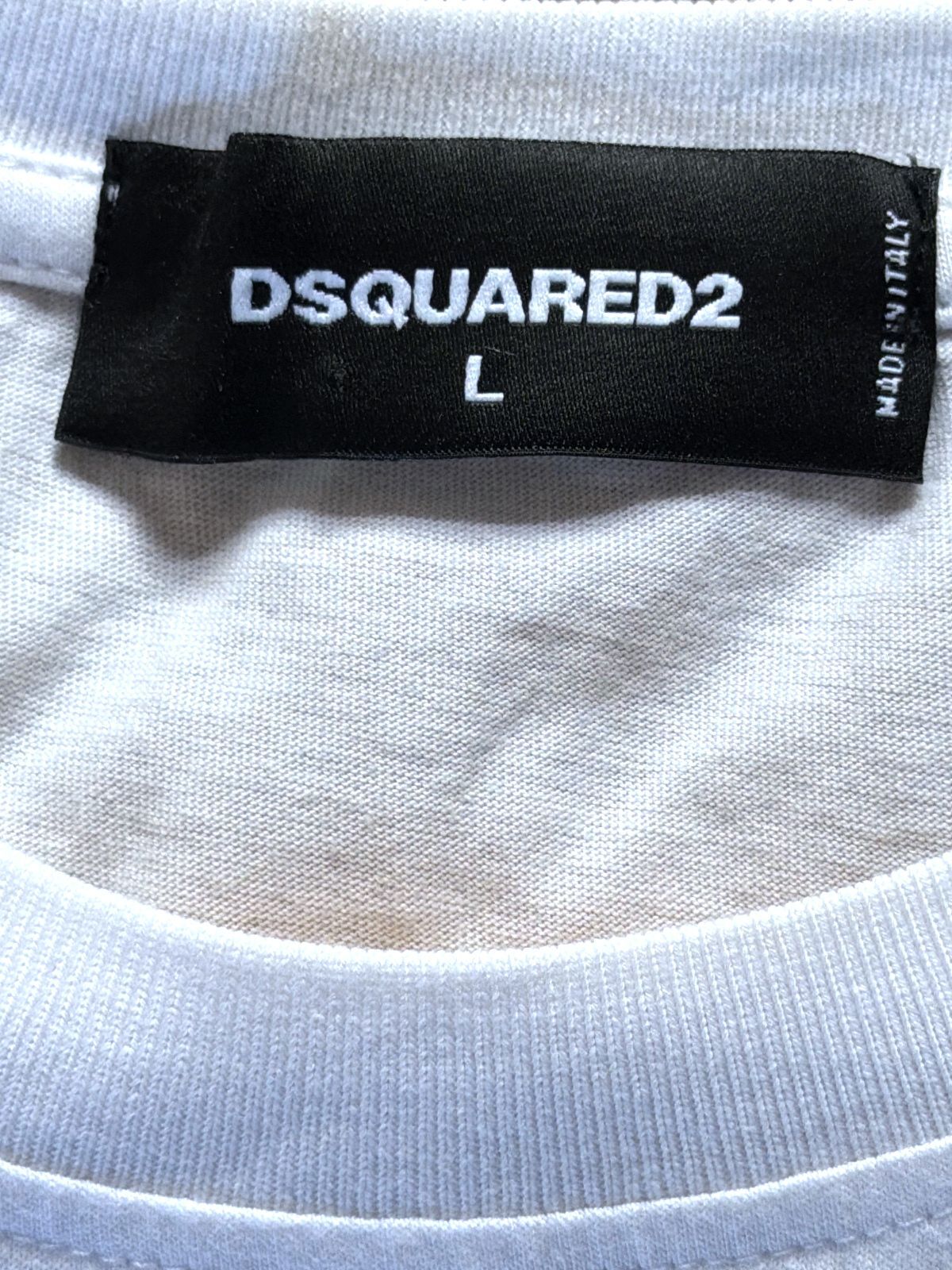 Women’s Dsquared2 White T-Shirt with Red Logo Print Made in Italy - Large - 3774