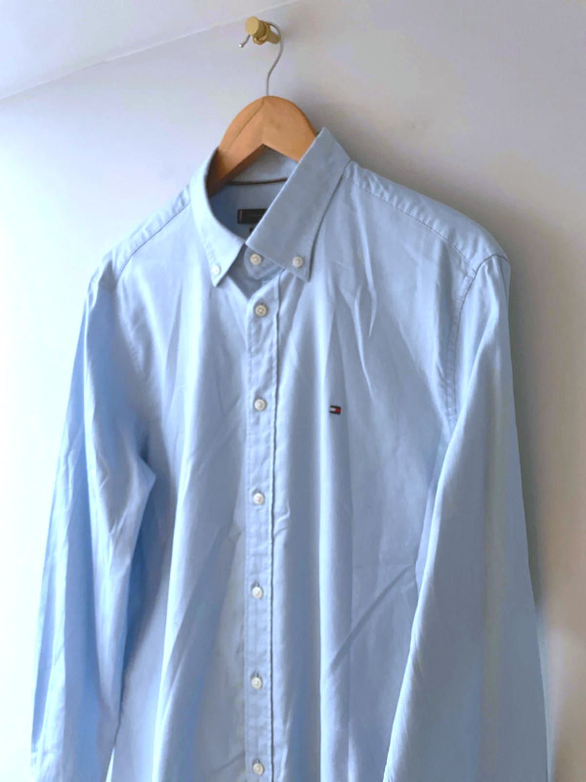 Men’s Tommy Hilfiger THFlex Regular Fit Long Sleeve Shirt In Blue - Medium -2757