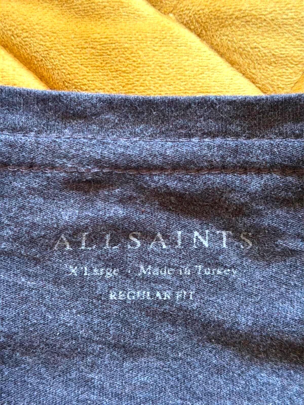 Mens Allsaints Brace Super Soft Cotton Crew Neck T-shirt In Grey - XLarge - 3406